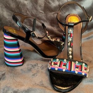 Eloquii Multi Color Candyland Striped Tstral Heels